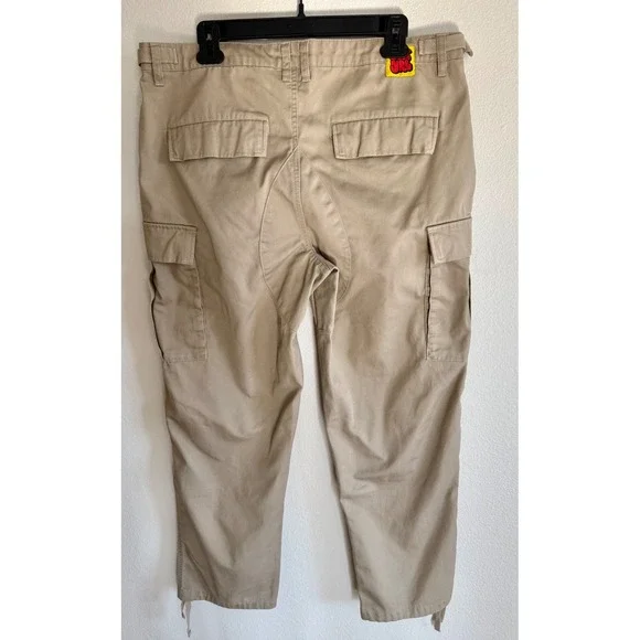 Empyre Relax Men's Skater Cargo Pants Size 32 Tan Baggy Adjustable Drawstring - Picture 2 of 9